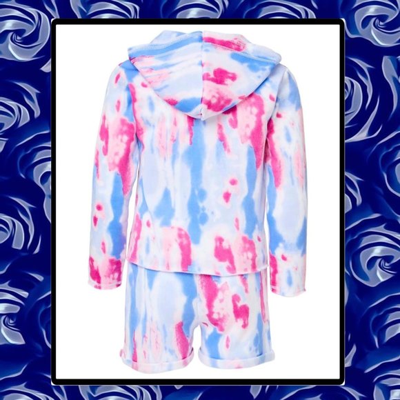 BEBE Girls Tie-Dye Hoodie & Drawstring Shorts Set 7/8 - Picture 3 of 10